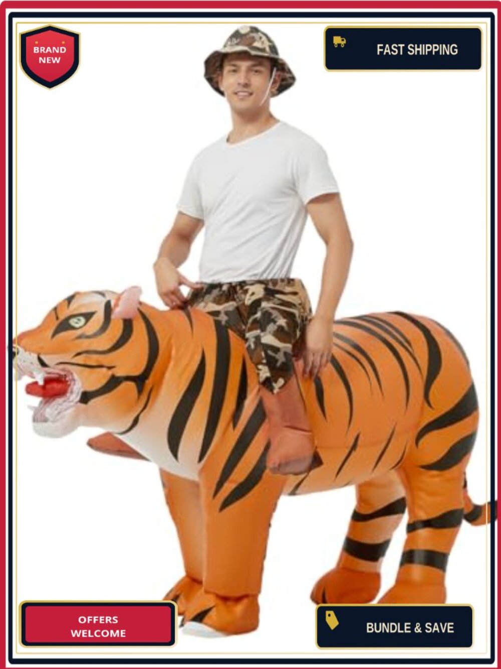 GOOSH Inflatable Tiger Costume Adult Halloween Blow Up Suit Cosplay